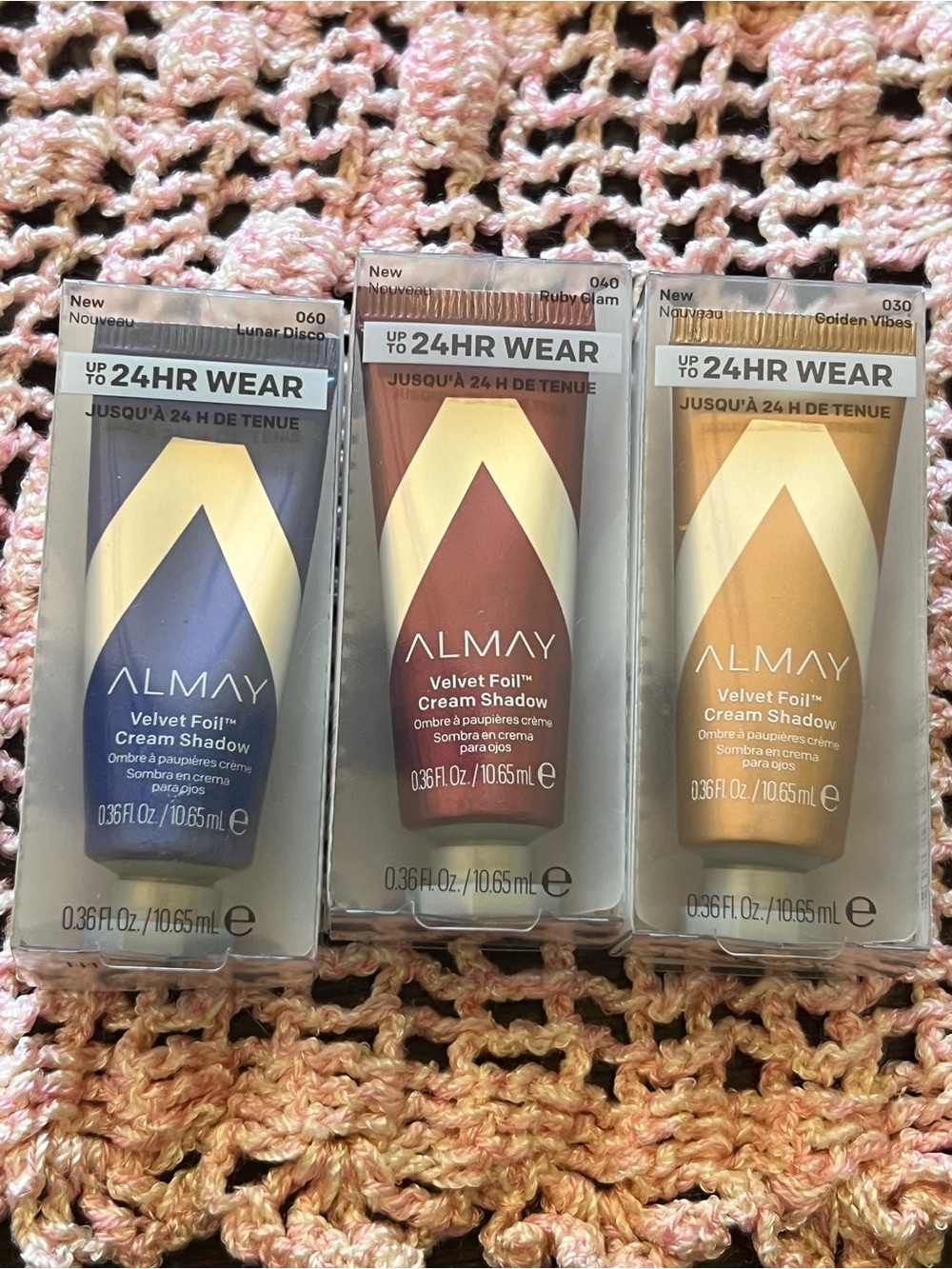 Almay Velvet Foil Cream Shadow Trio — Blue, Rose, Gold
